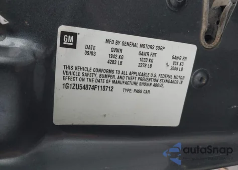 2004 Chevrolet Malibu Lt z USA, uszkodzony, nr VIN 1G1ZU54874F110712